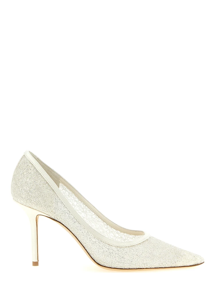 White Tencel High Heel Pumps