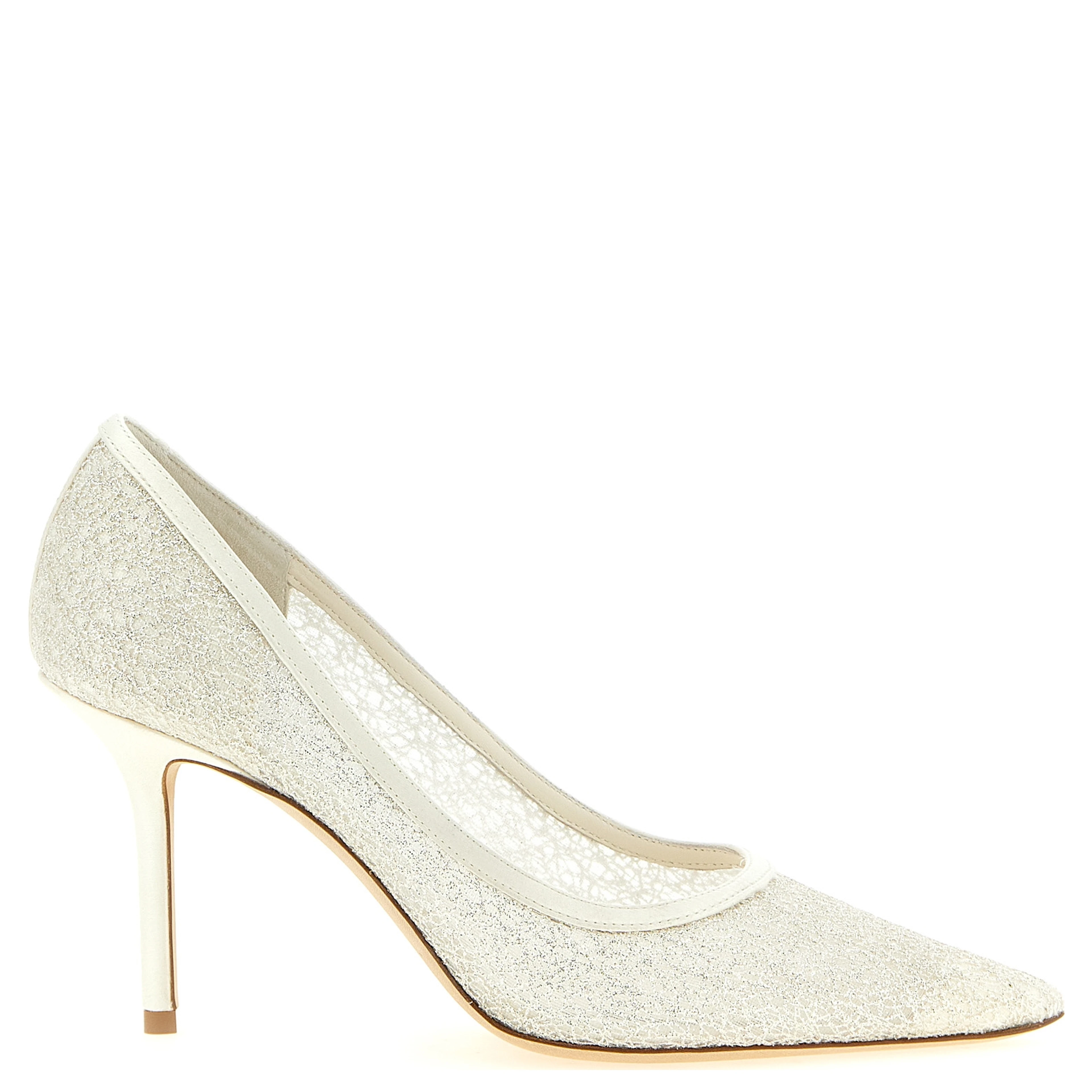 White Tencel High Heel Pumps