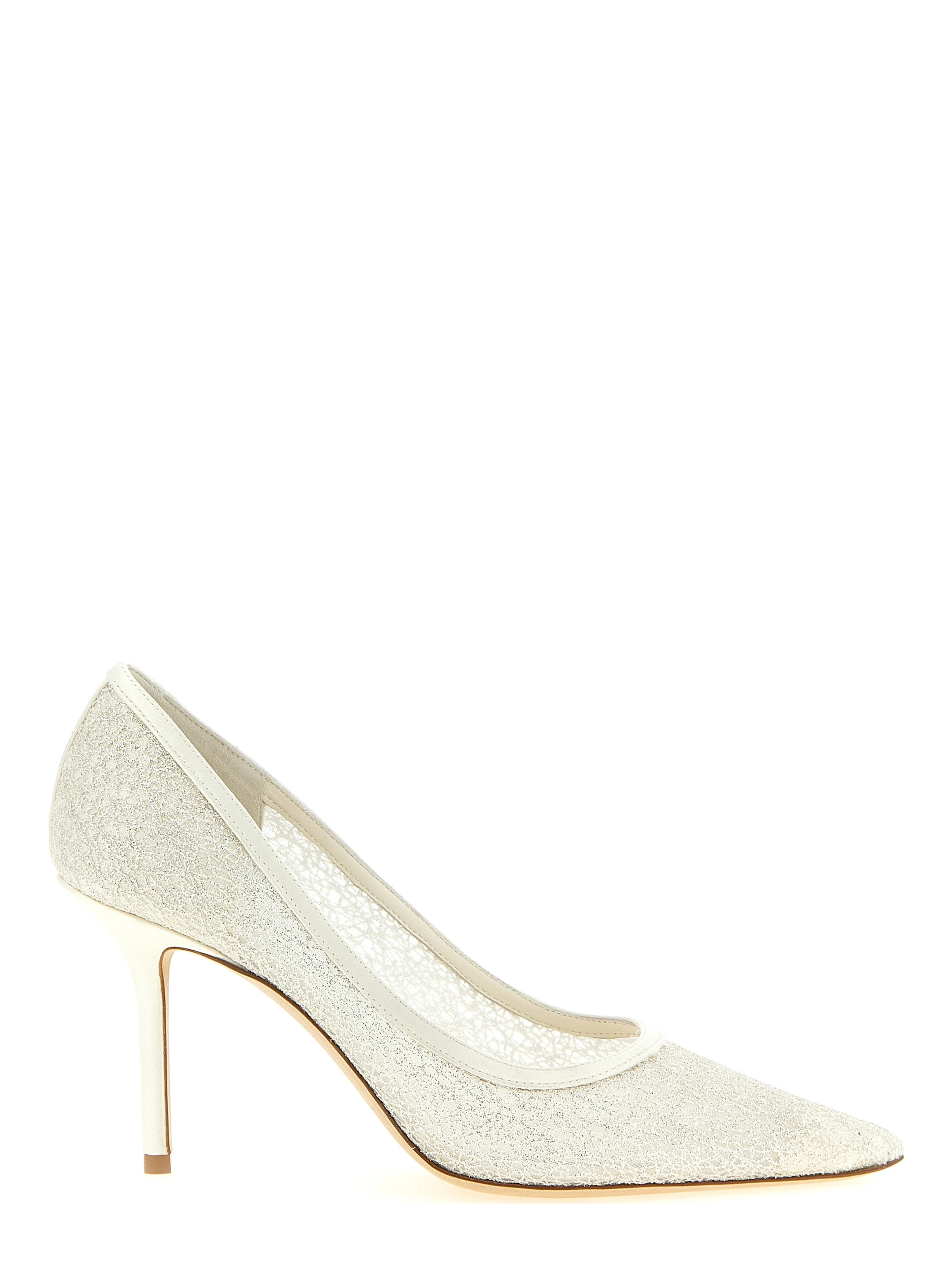 White Tencel High Heel Pumps