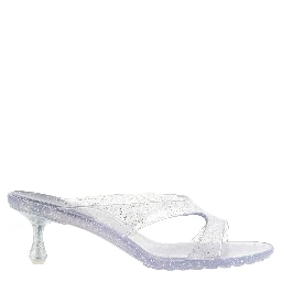 Silver Rubber Flat Sandals