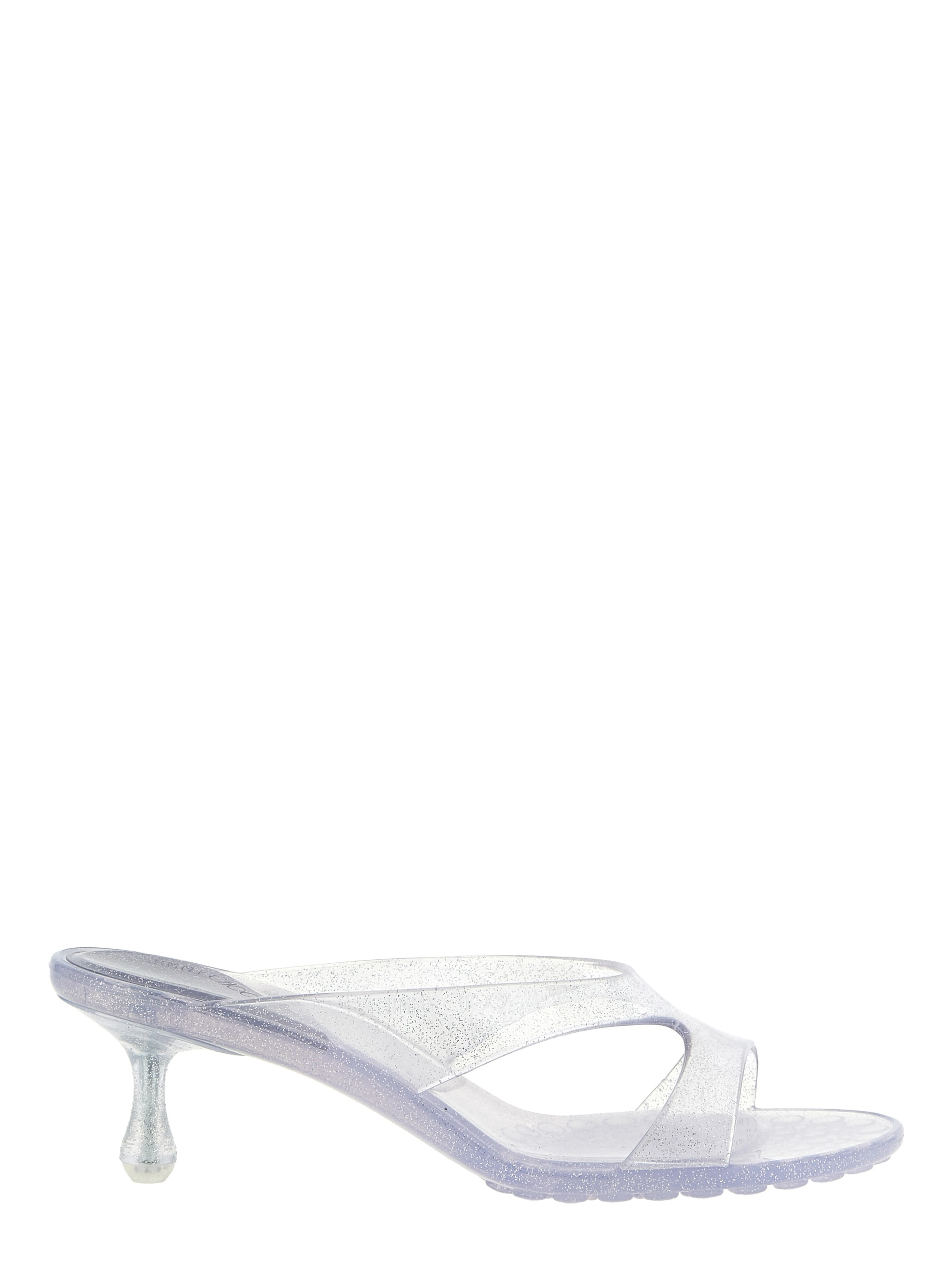 Silver Rubber Flat Sandals