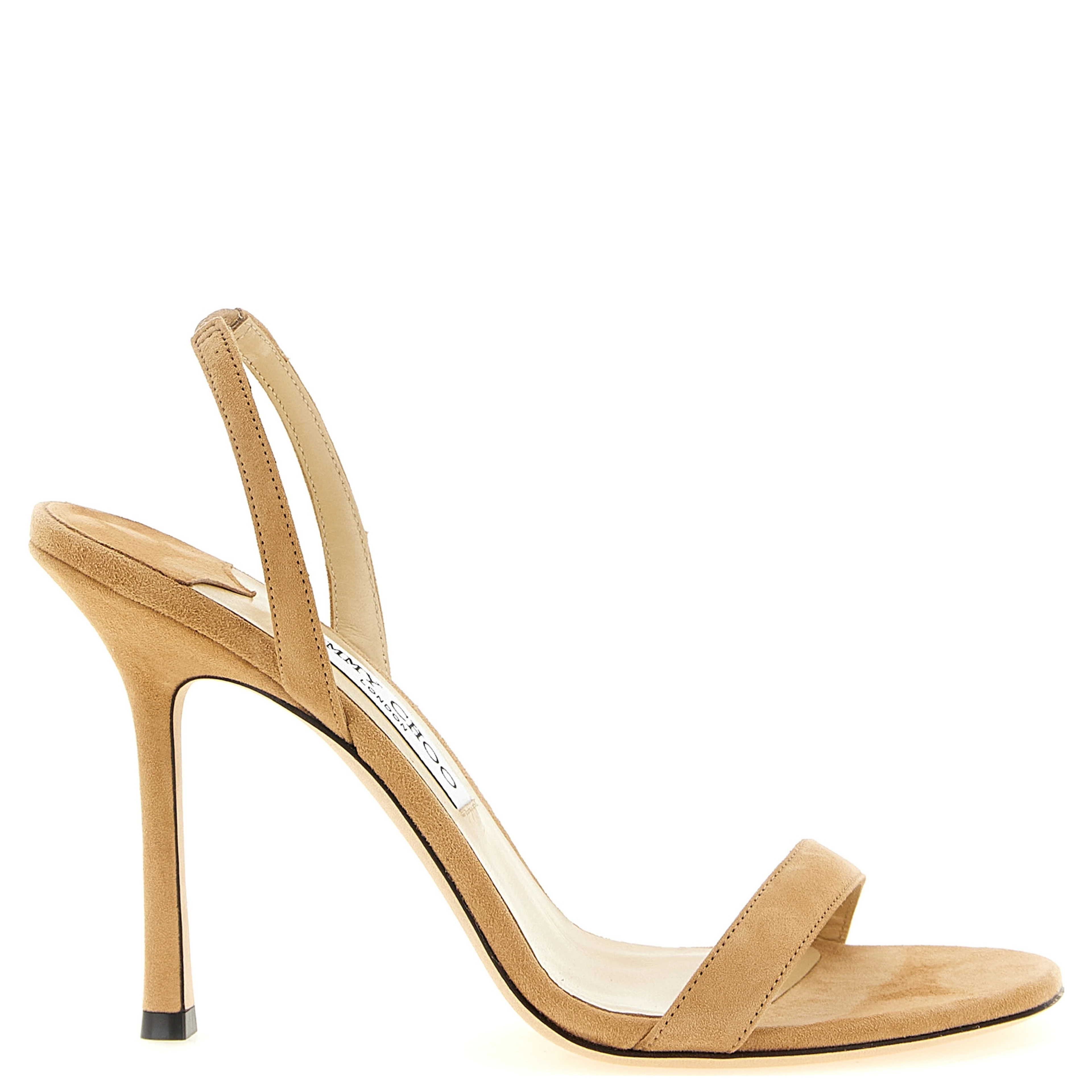 Beige Leather Stiletto Heel Sandals