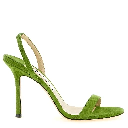 Bicolor Leather Stiletto Heel Sandals