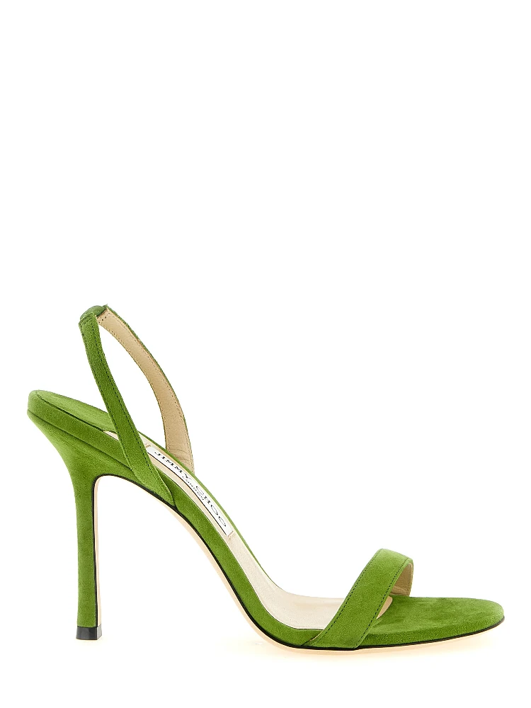 Bicolor Leather Stiletto Heel Sandals