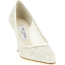 White Tencel High Heel Pumps