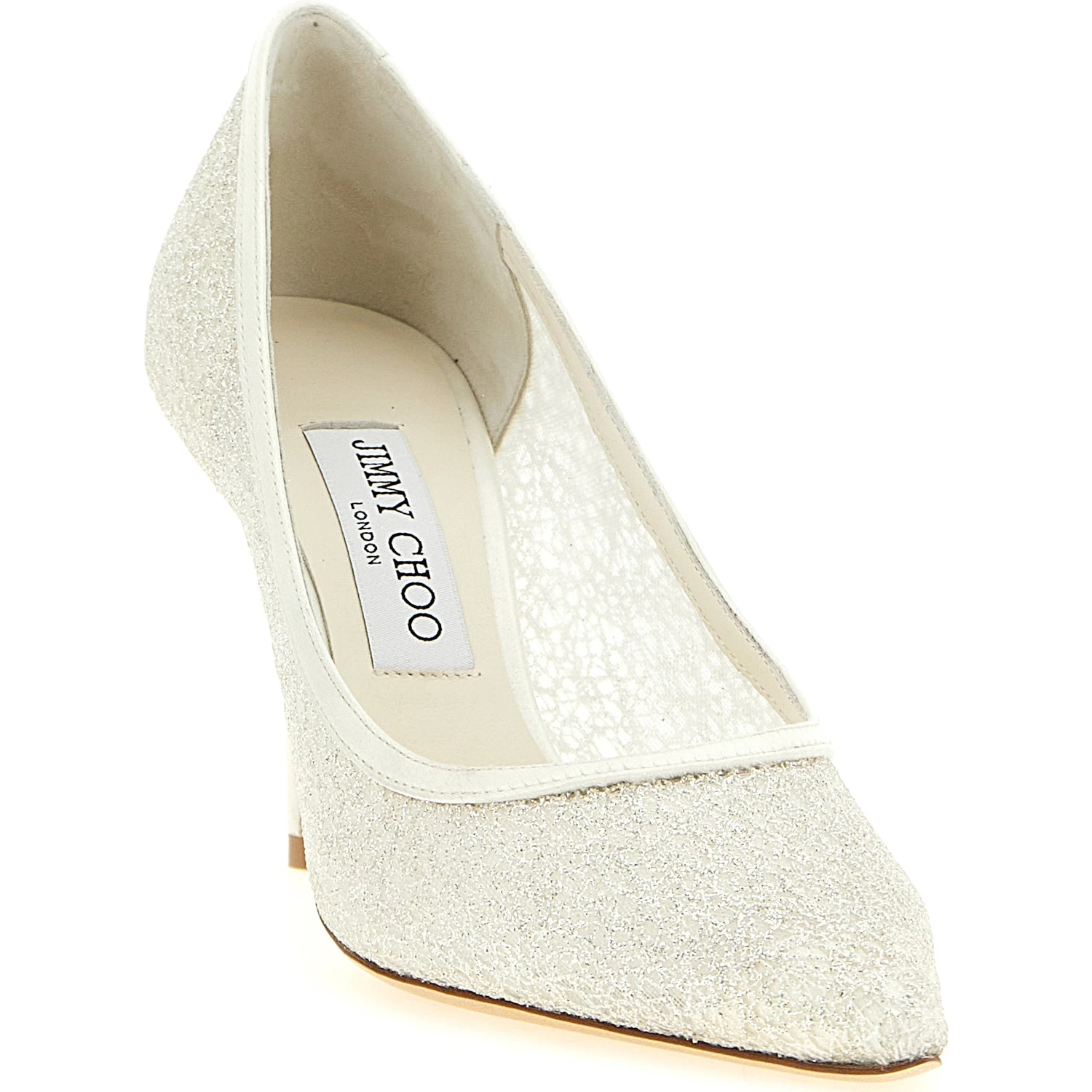 White Tencel High Heel Pumps