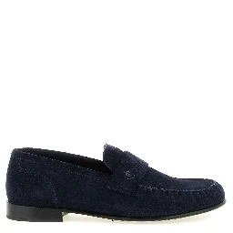 Blue Leather Slip-On Loafers