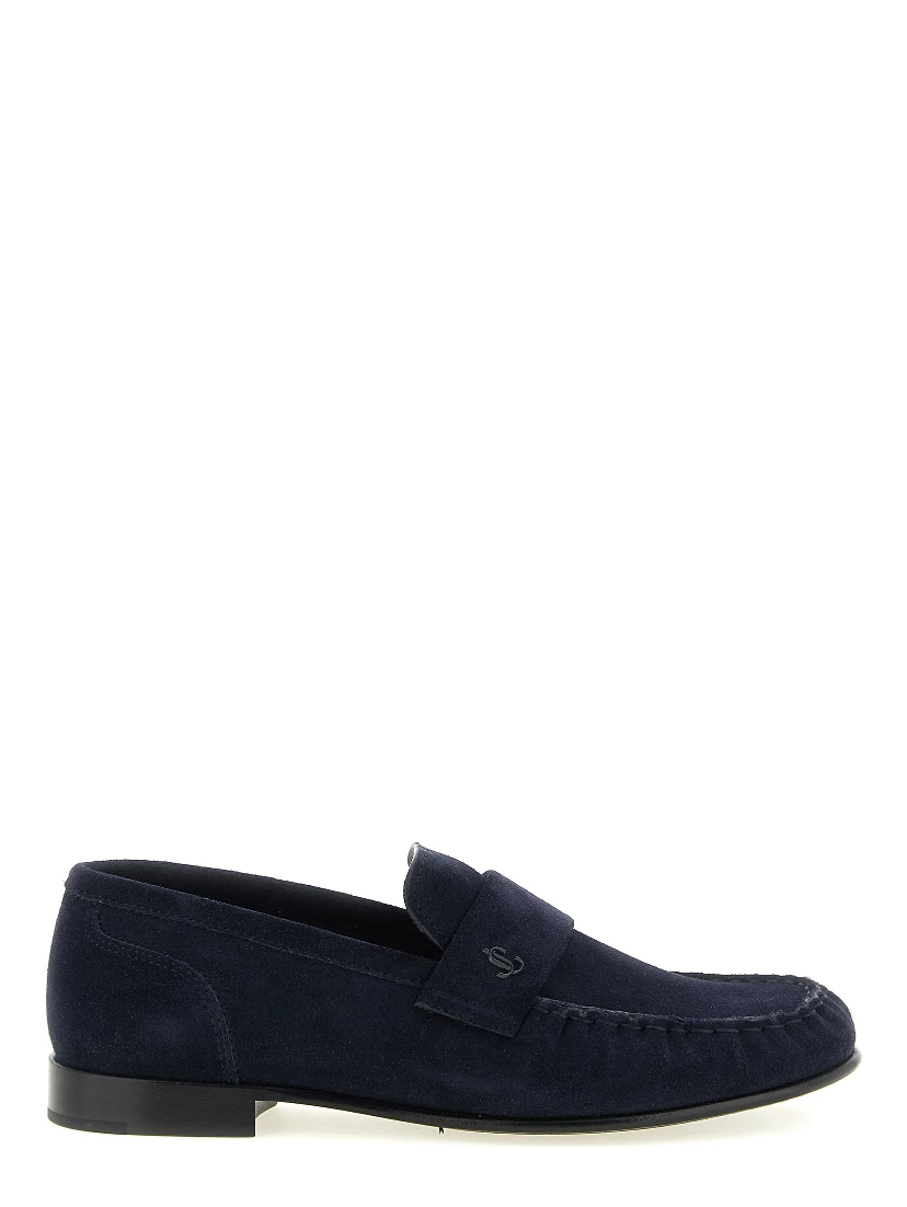 Blue Leather Slip-On Loafers
