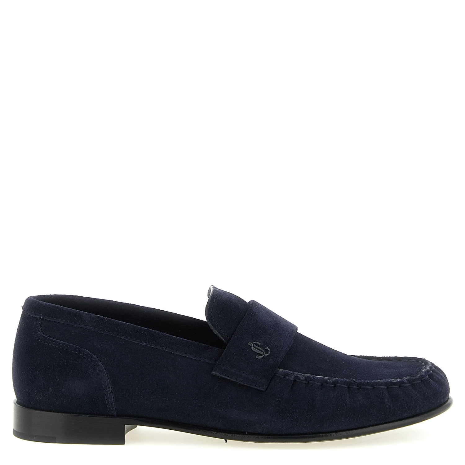 Blue Leather Slip-On Loafers