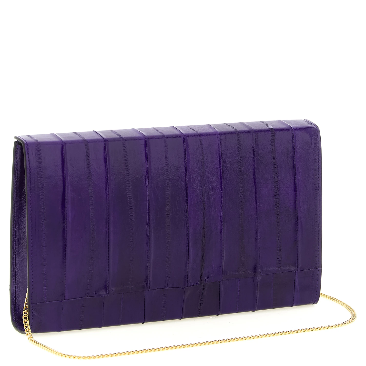 Purple Leather Clutch Bag