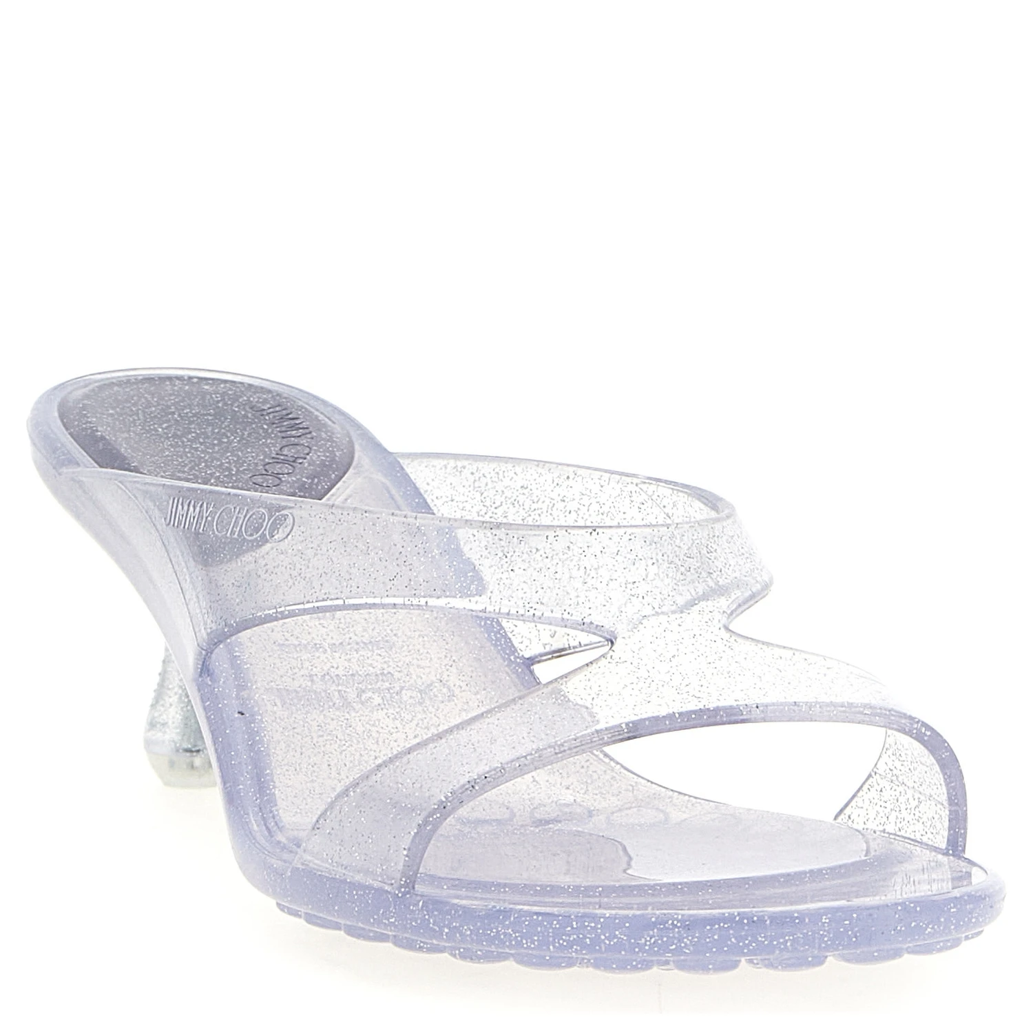 Silver Rubber Flat Sandals
