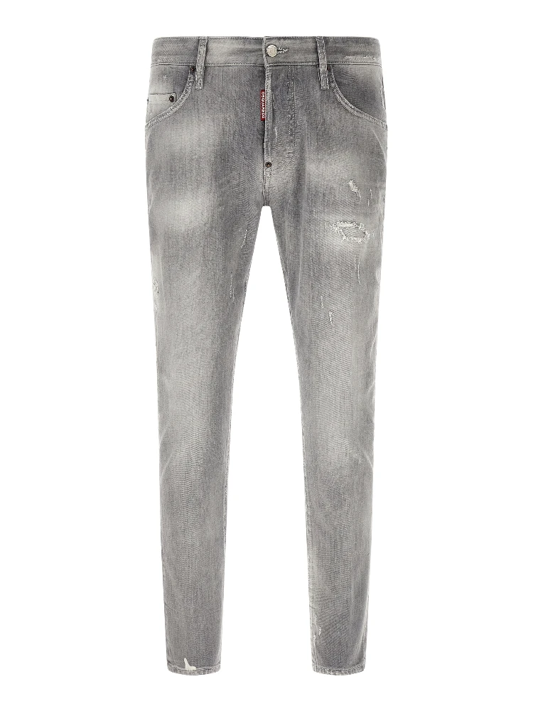 Gray Cotton Tapered Jeans