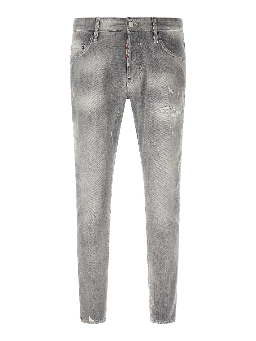 Gray Cotton Tapered Jeans