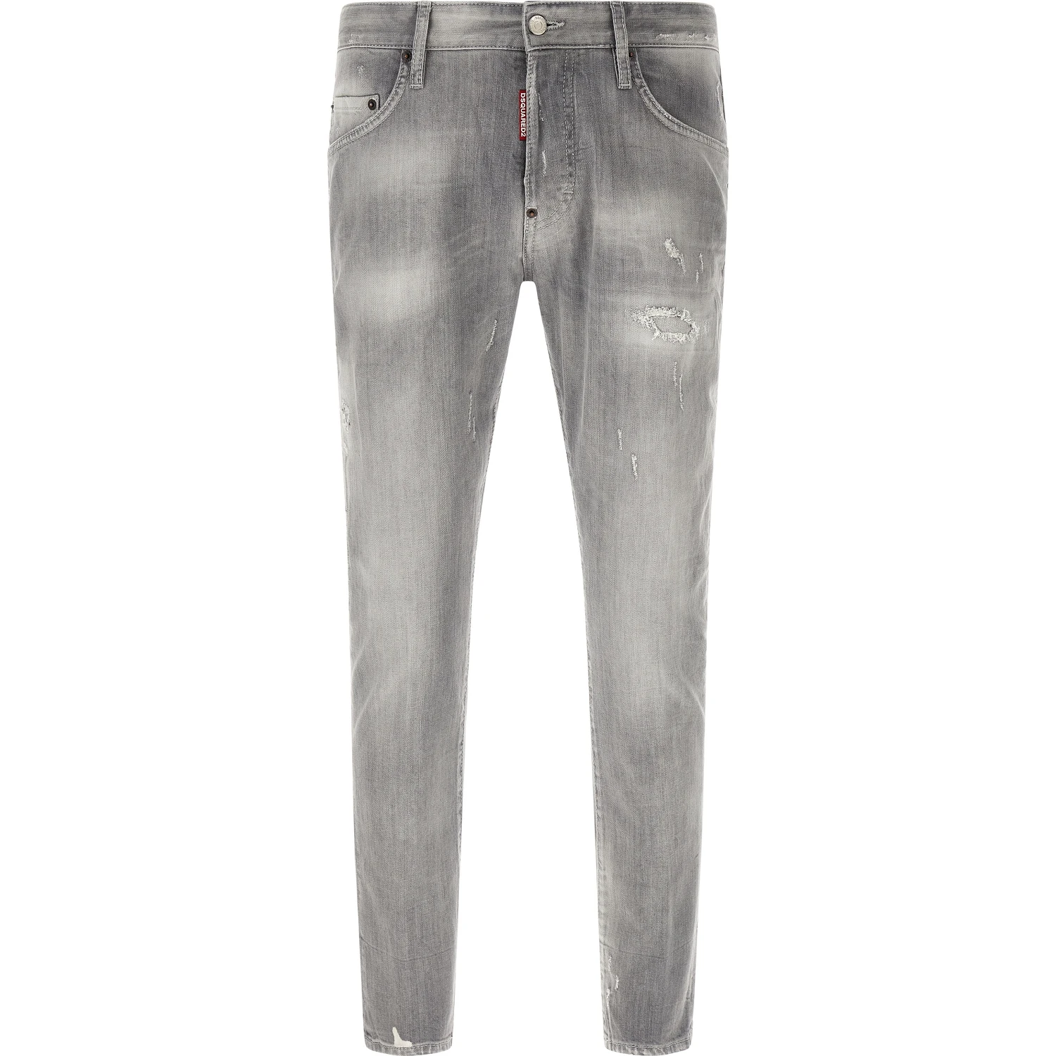 Gray Cotton Tapered Jeans