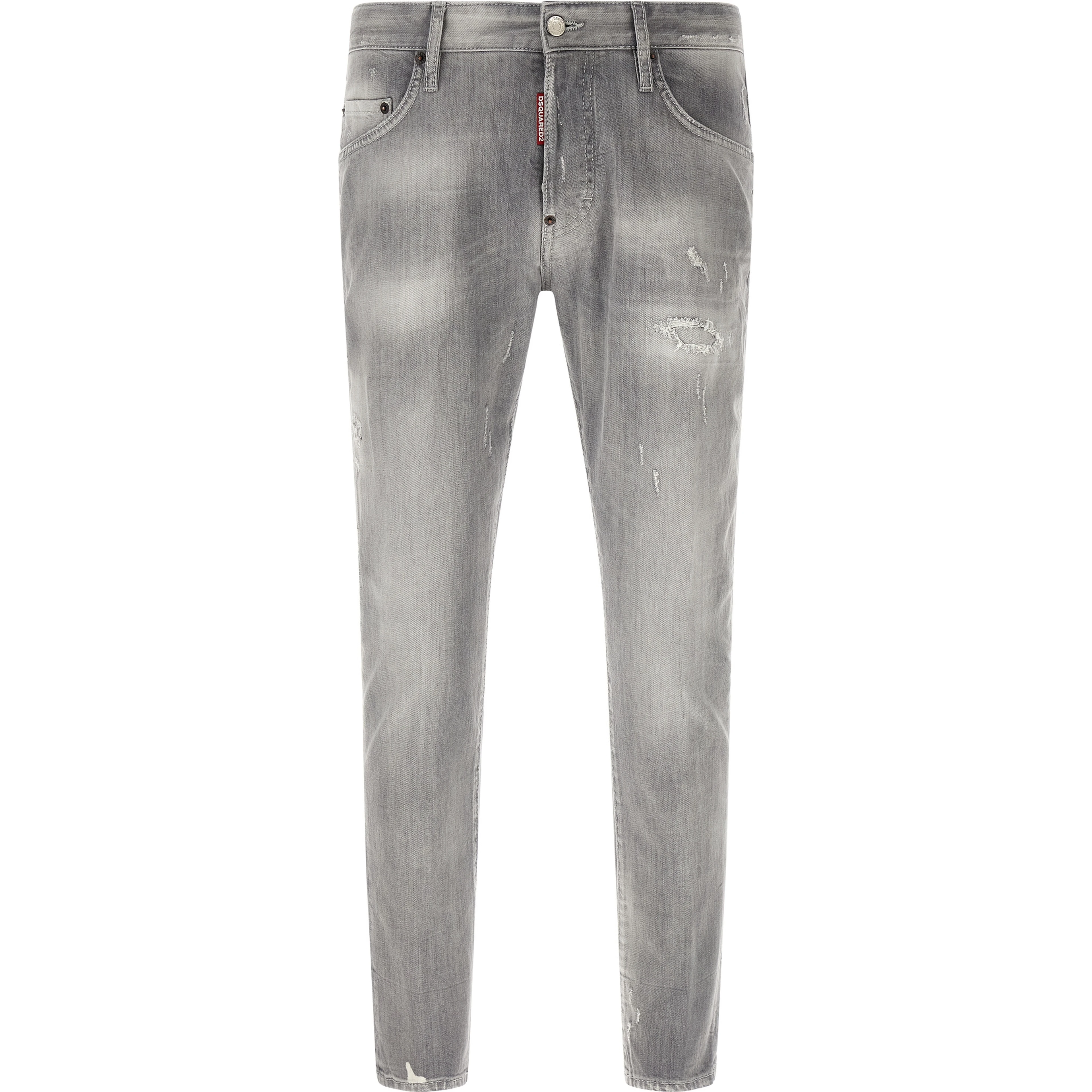 Gray Cotton Tapered Jeans