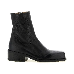 Black Calfskin Ankle Boots