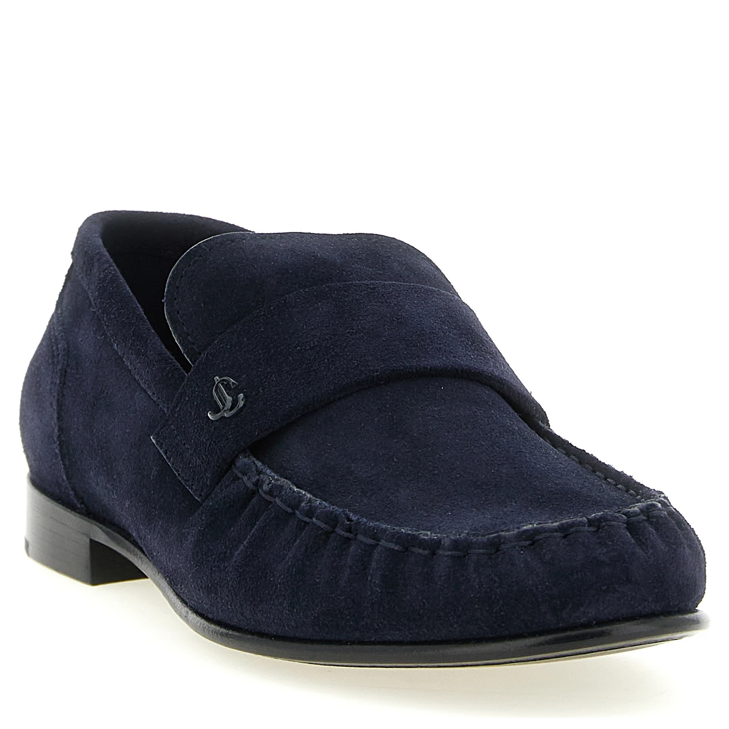 Blue Leather Slip-On Loafers