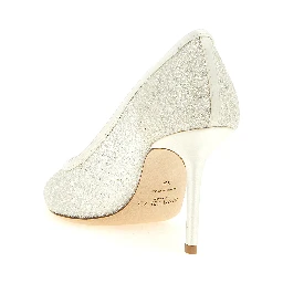 White Tencel High Heel Pumps
