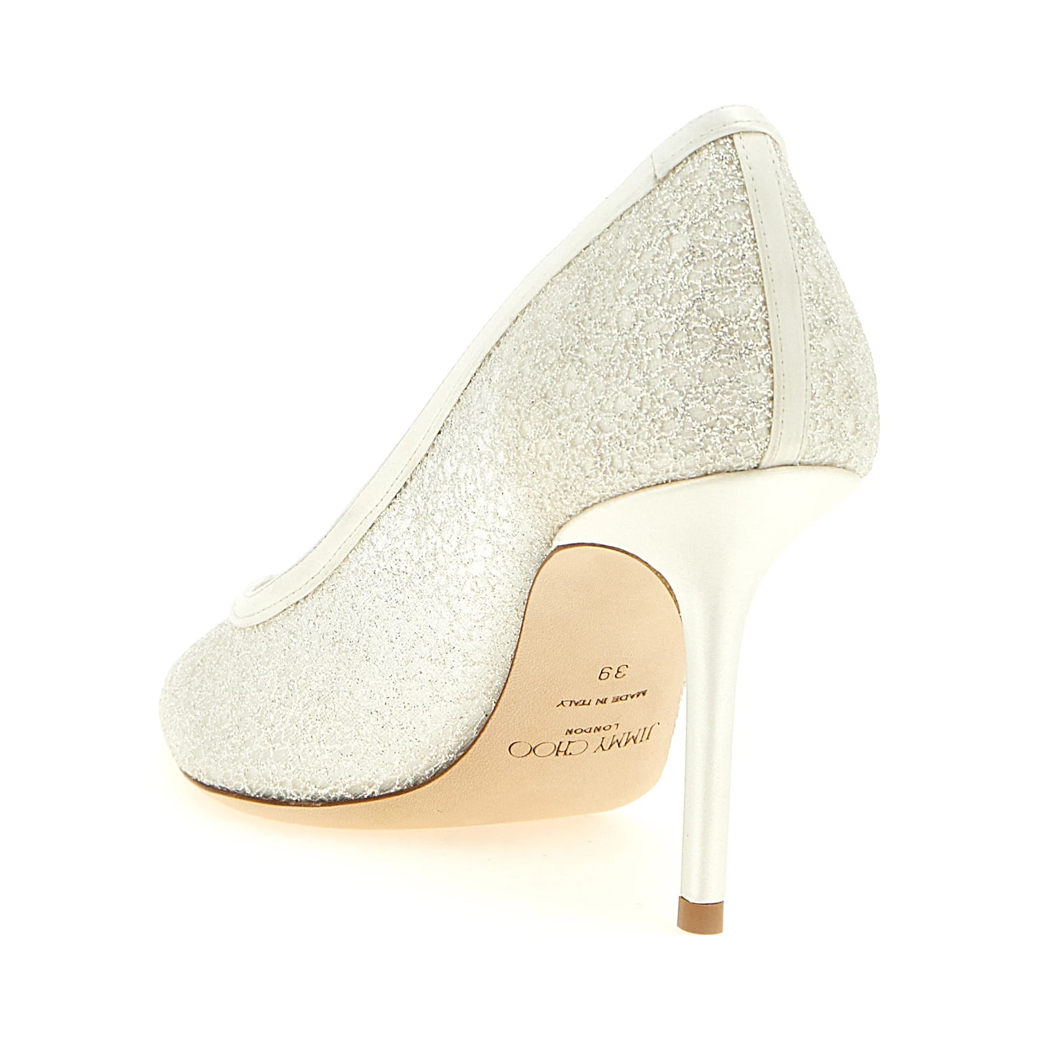 White Tencel High Heel Pumps