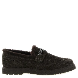 Brown Calfskin Slip-On Loafers