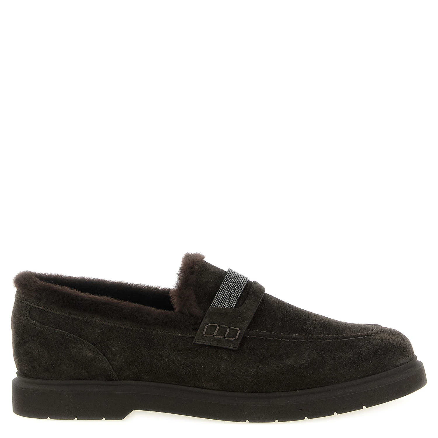 Brown Calfskin Slip-On Loafers