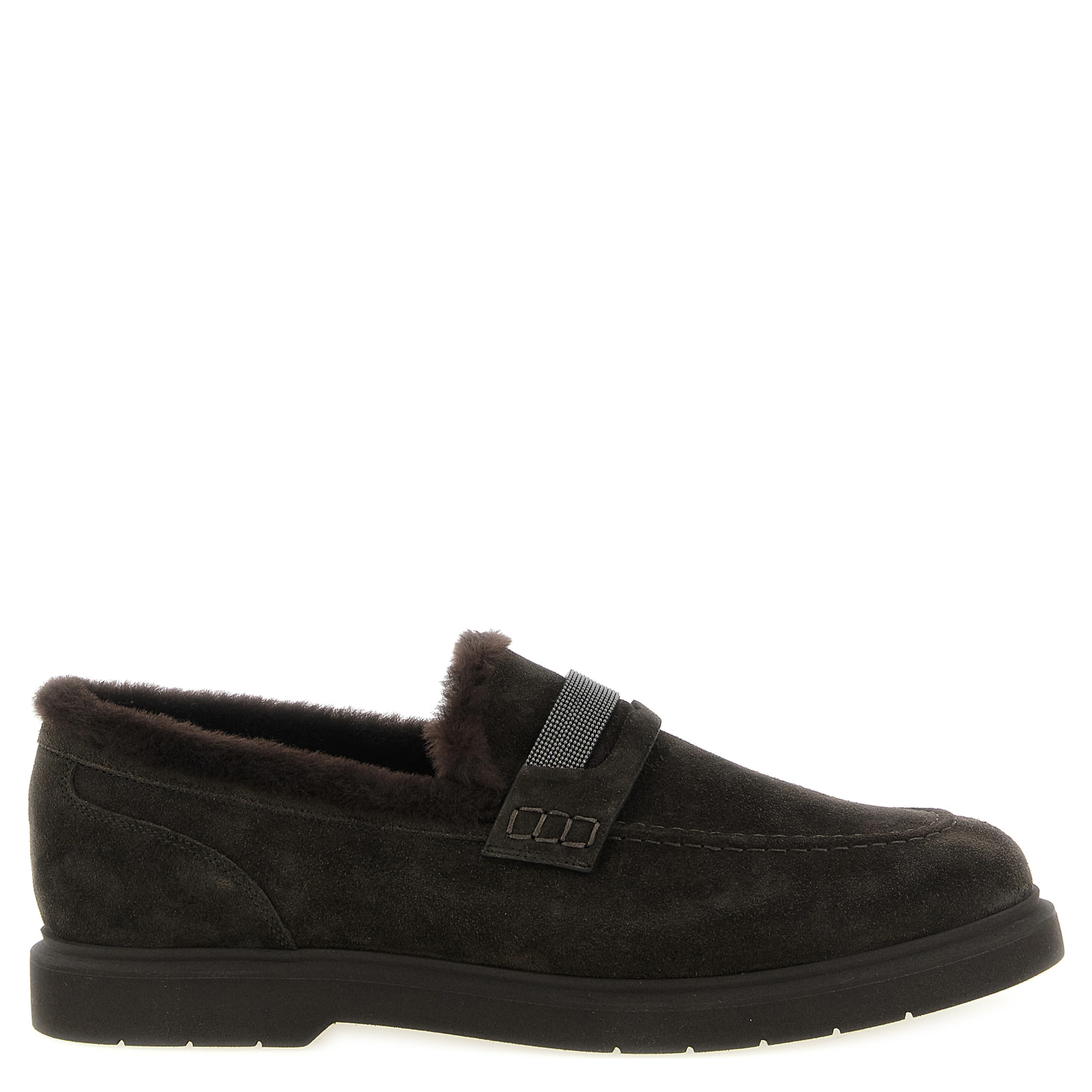 Brown Calfskin Slip-On Loafers