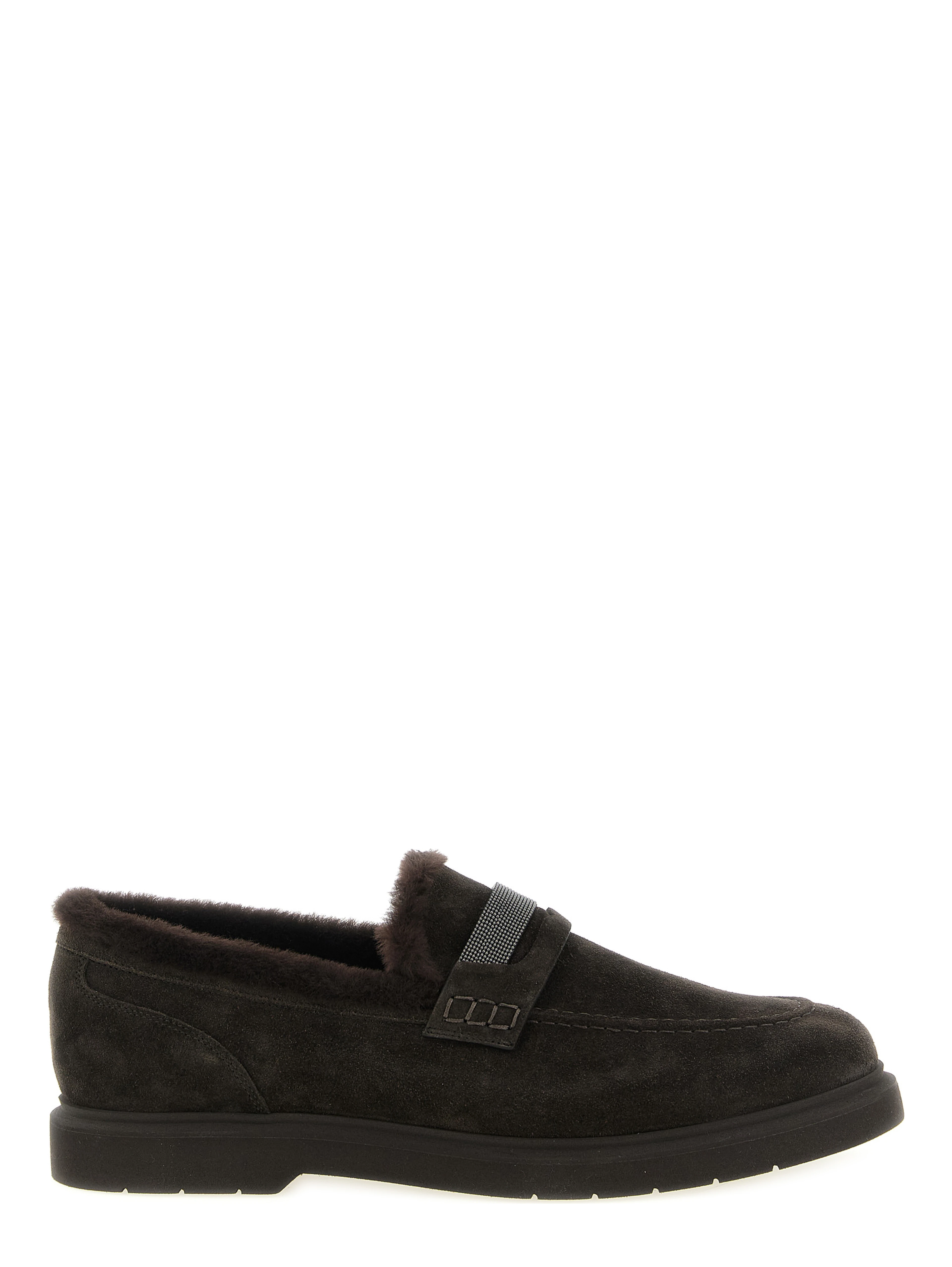 Brown Calfskin Slip-On Loafers