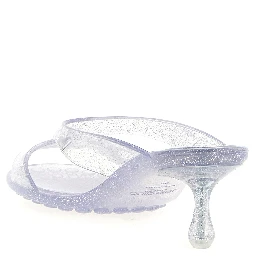 Silver Rubber Flat Sandals