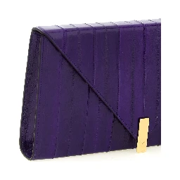 Purple Leather Clutch Bag