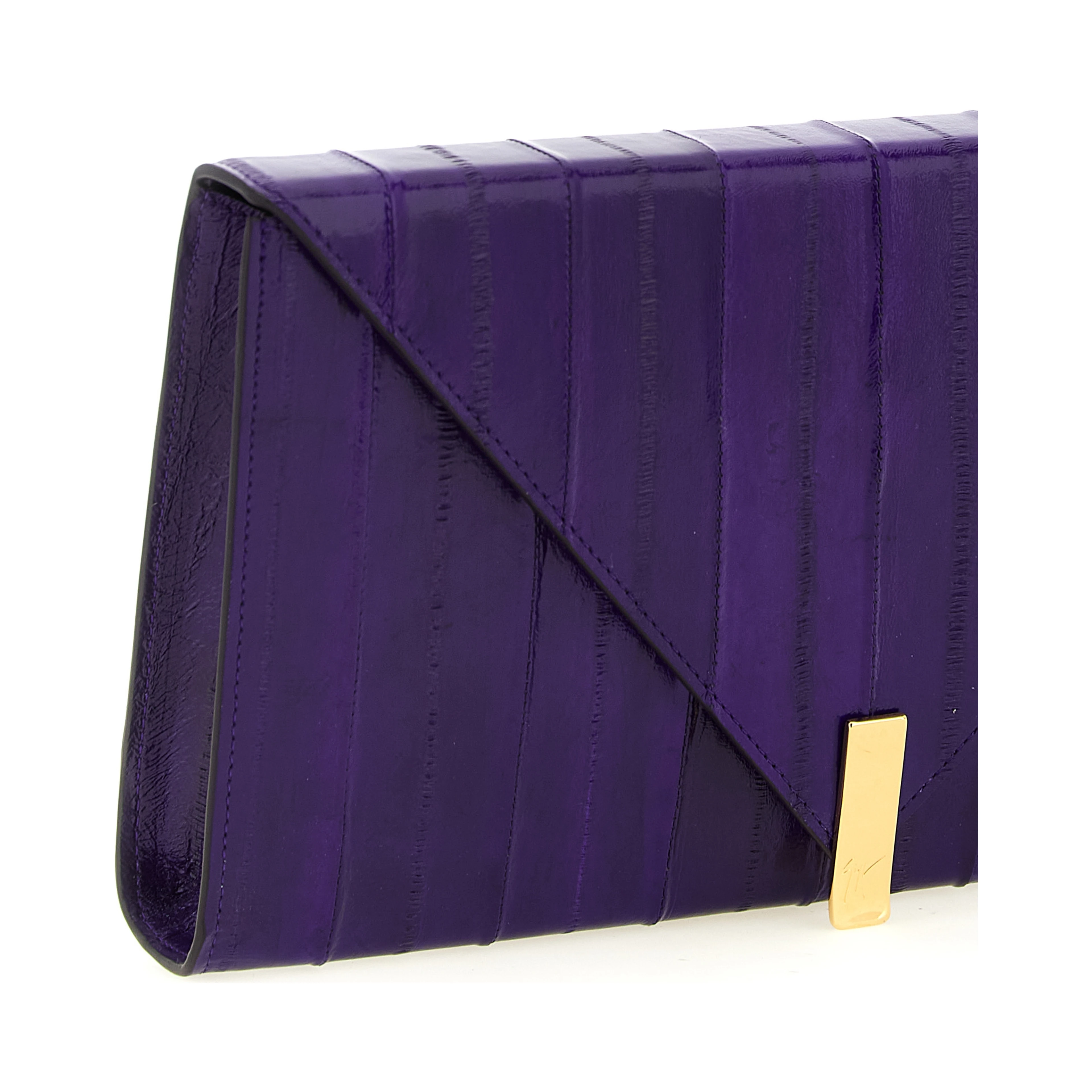 Purple Leather Clutch Bag