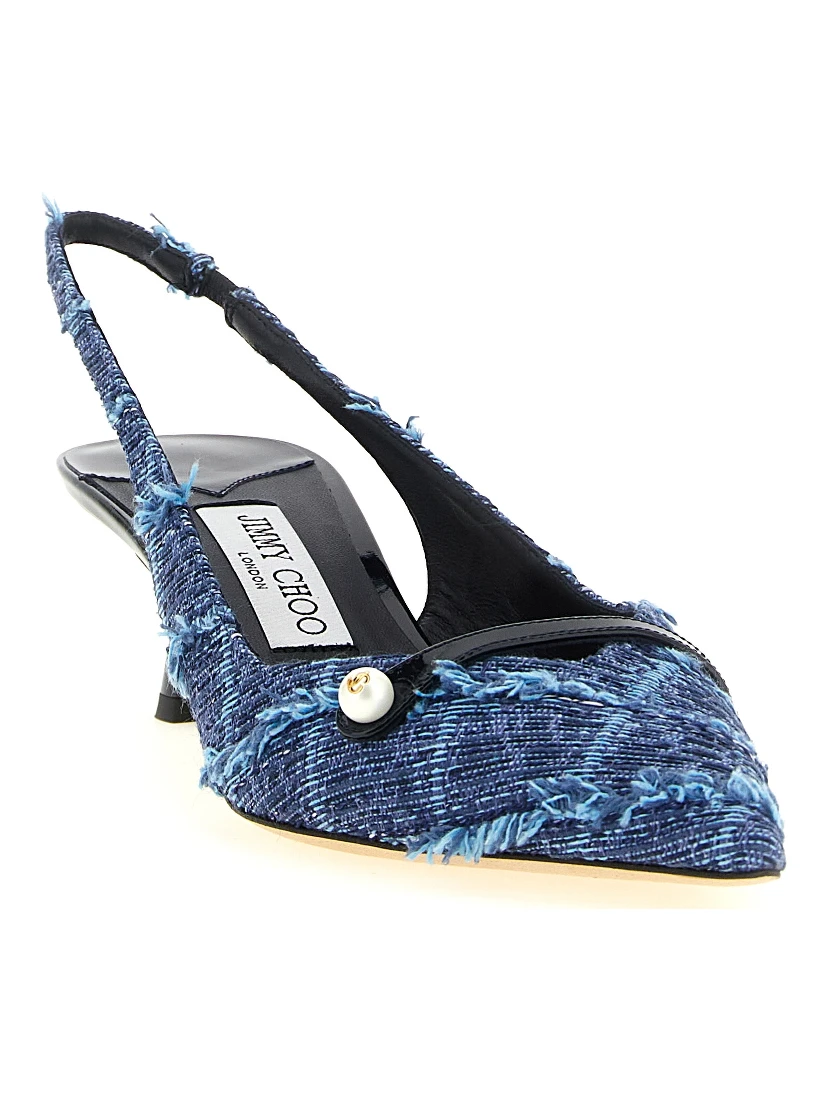 Multicolor Tencel Mid Heel Pumps