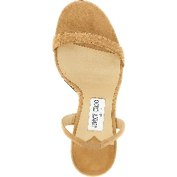 Beige Leather Stiletto Heel Sandals