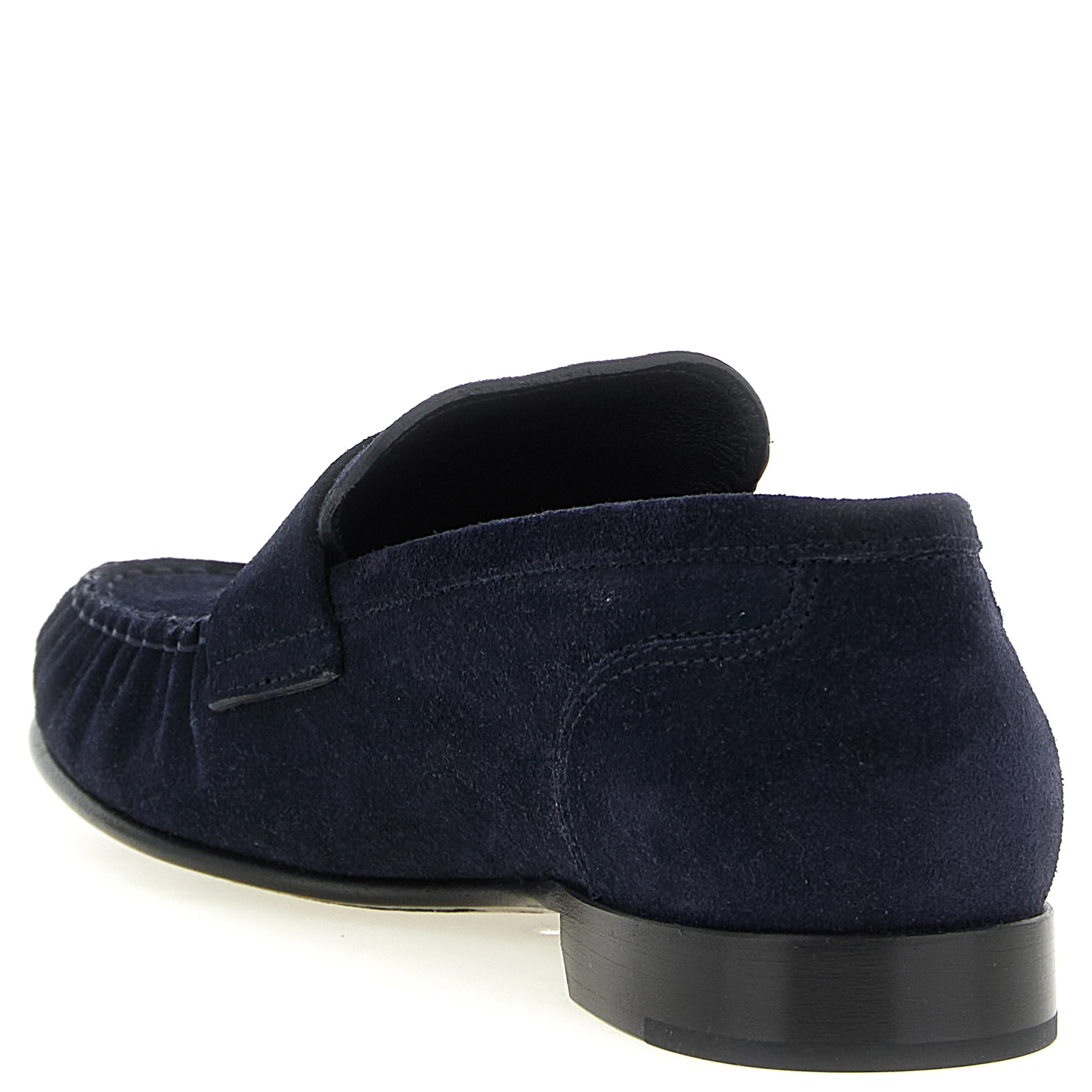 Blue Leather Slip-On Loafers