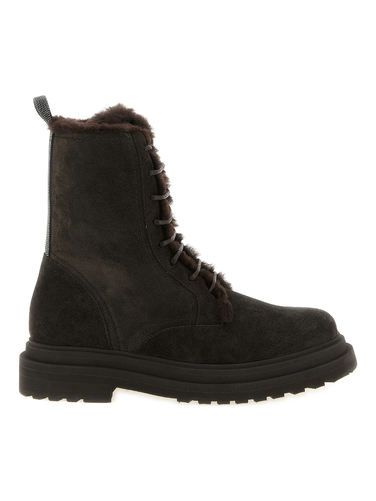 Brown Calfskin Lace-Up Boots