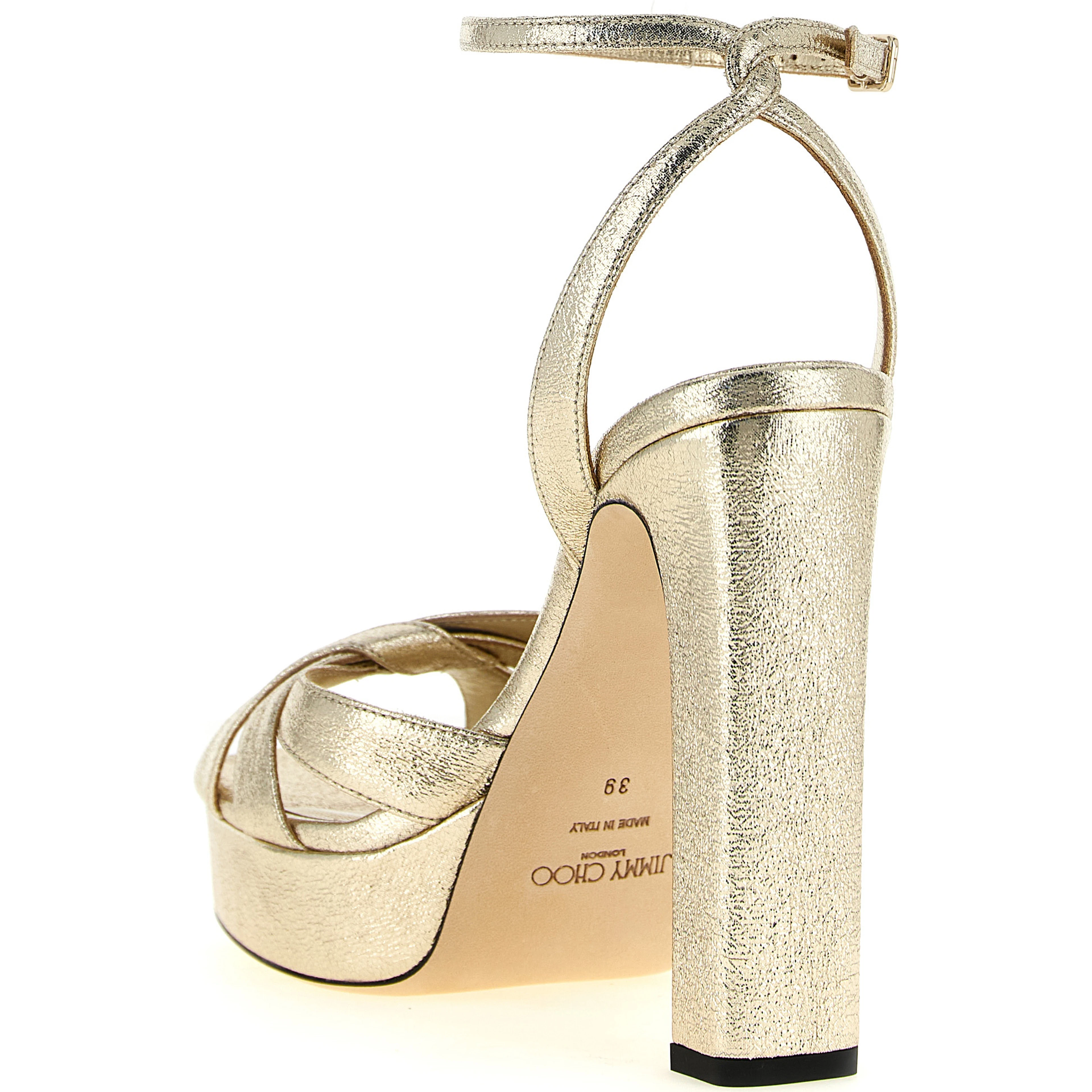 Gold Tencel Stiletto Heel Sandals