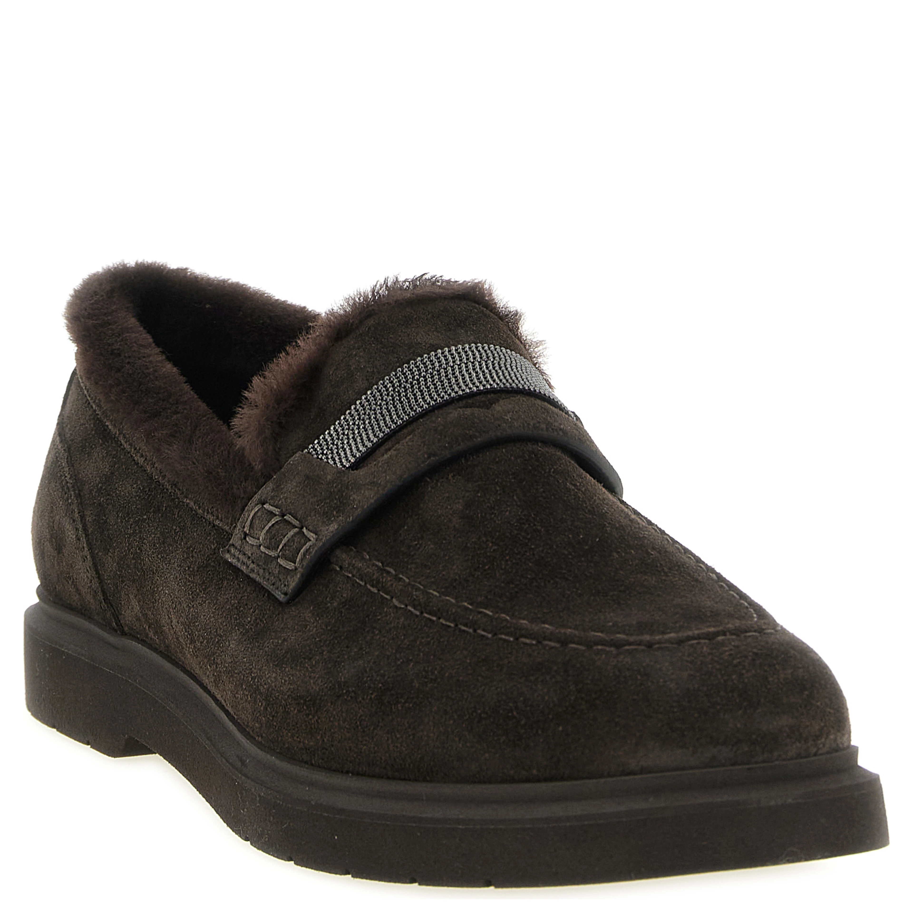 Brown Calfskin Slip-On Loafers