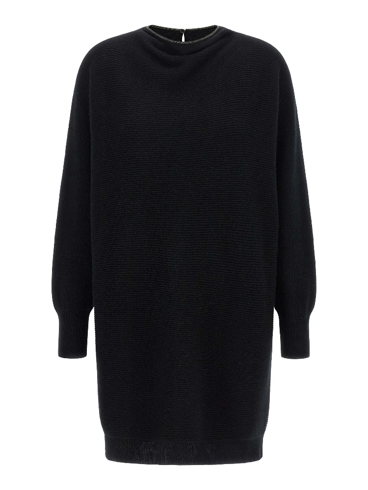 Black Virgin Wool Short Dress