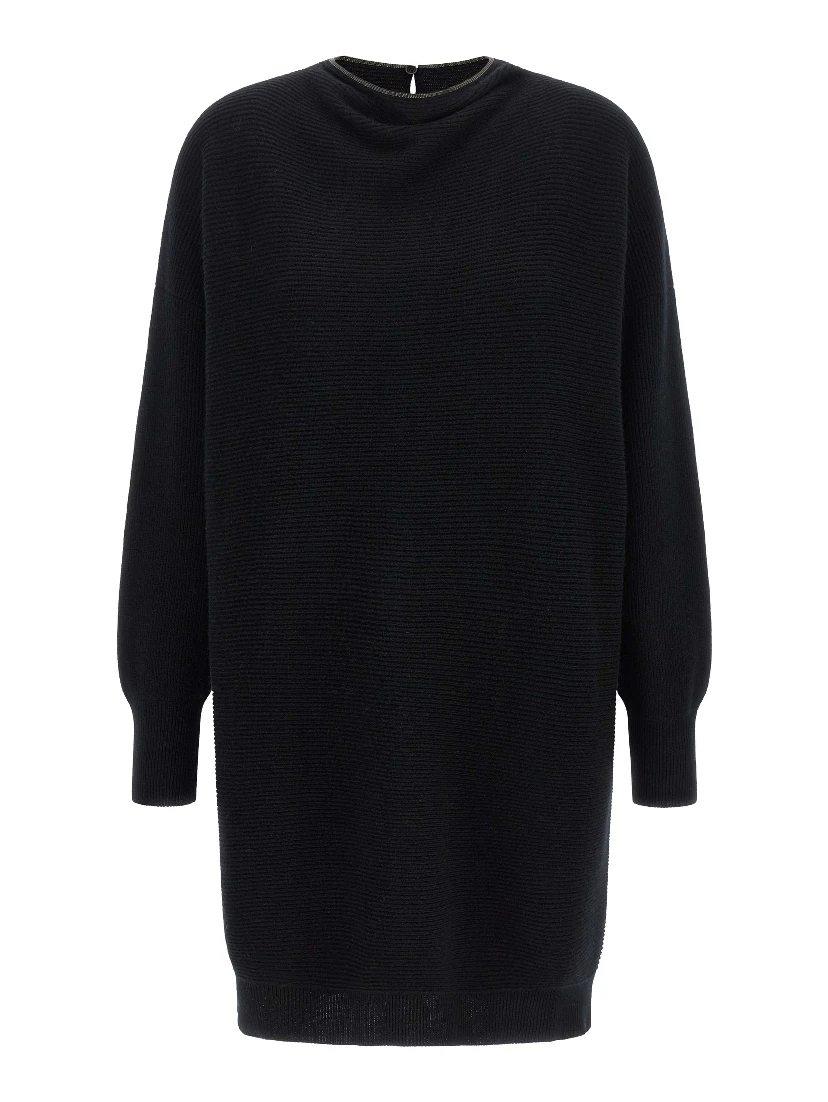 Black Virgin Wool Short Dress
