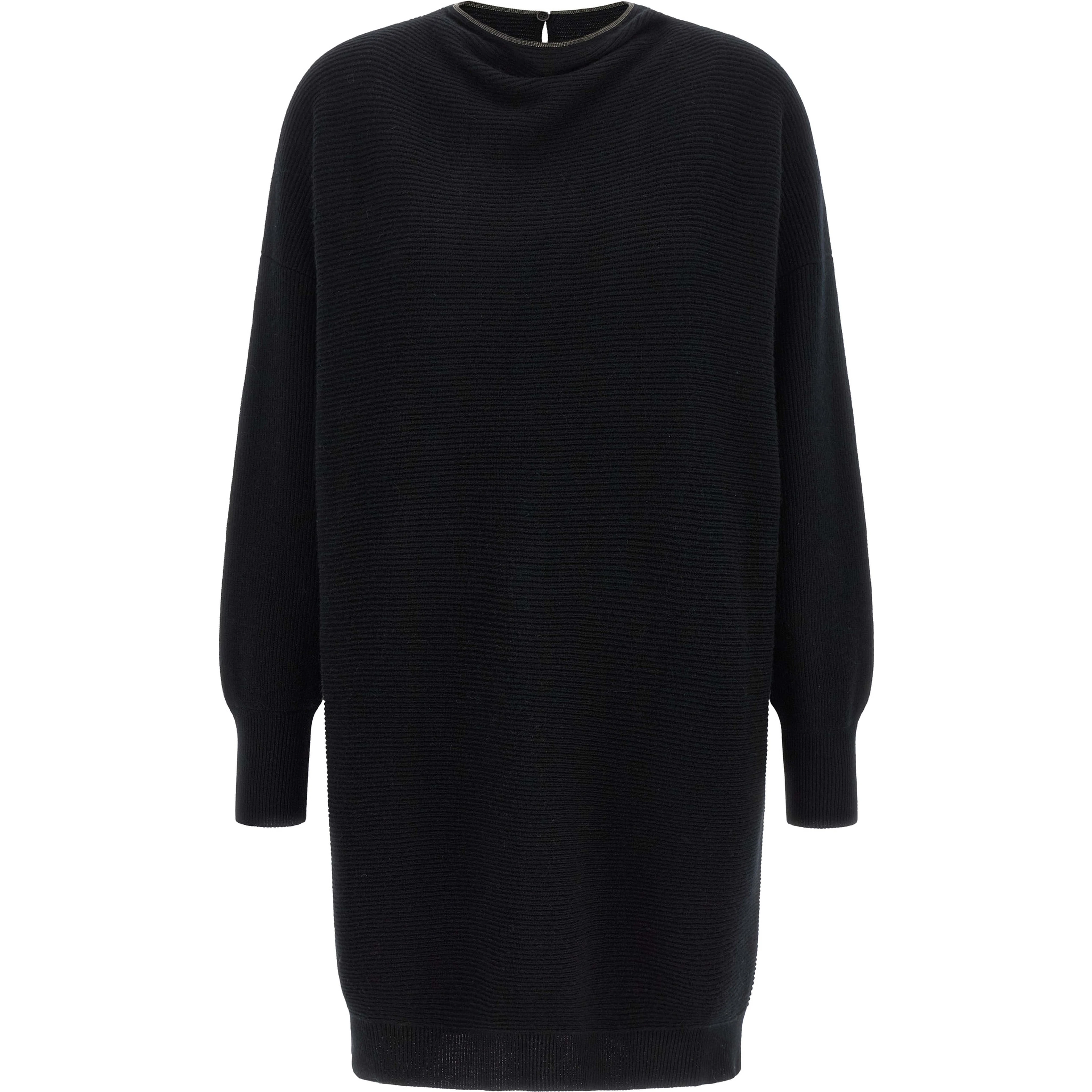 Black Virgin Wool Short Dress
