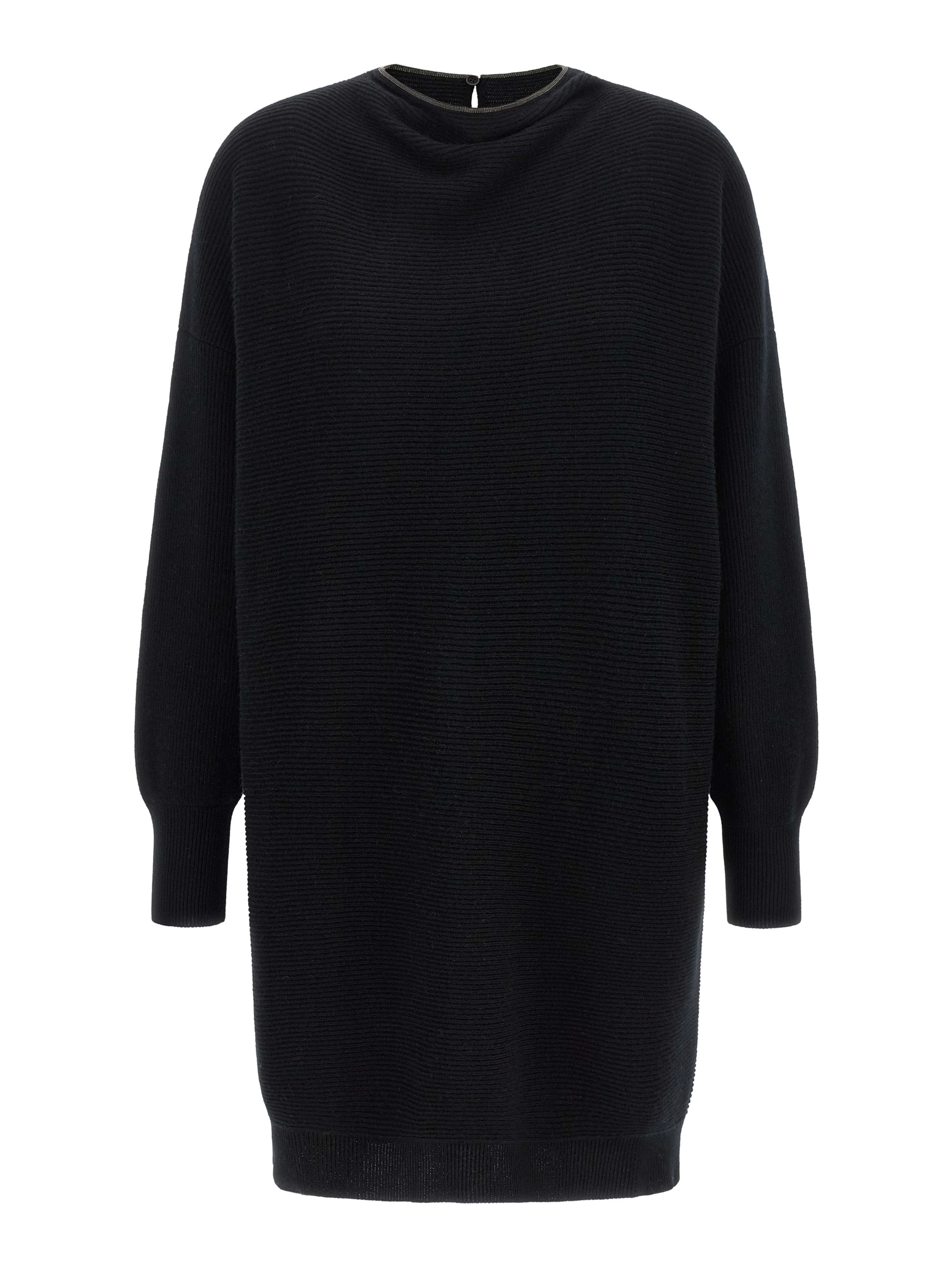 Black Virgin Wool Short Dress