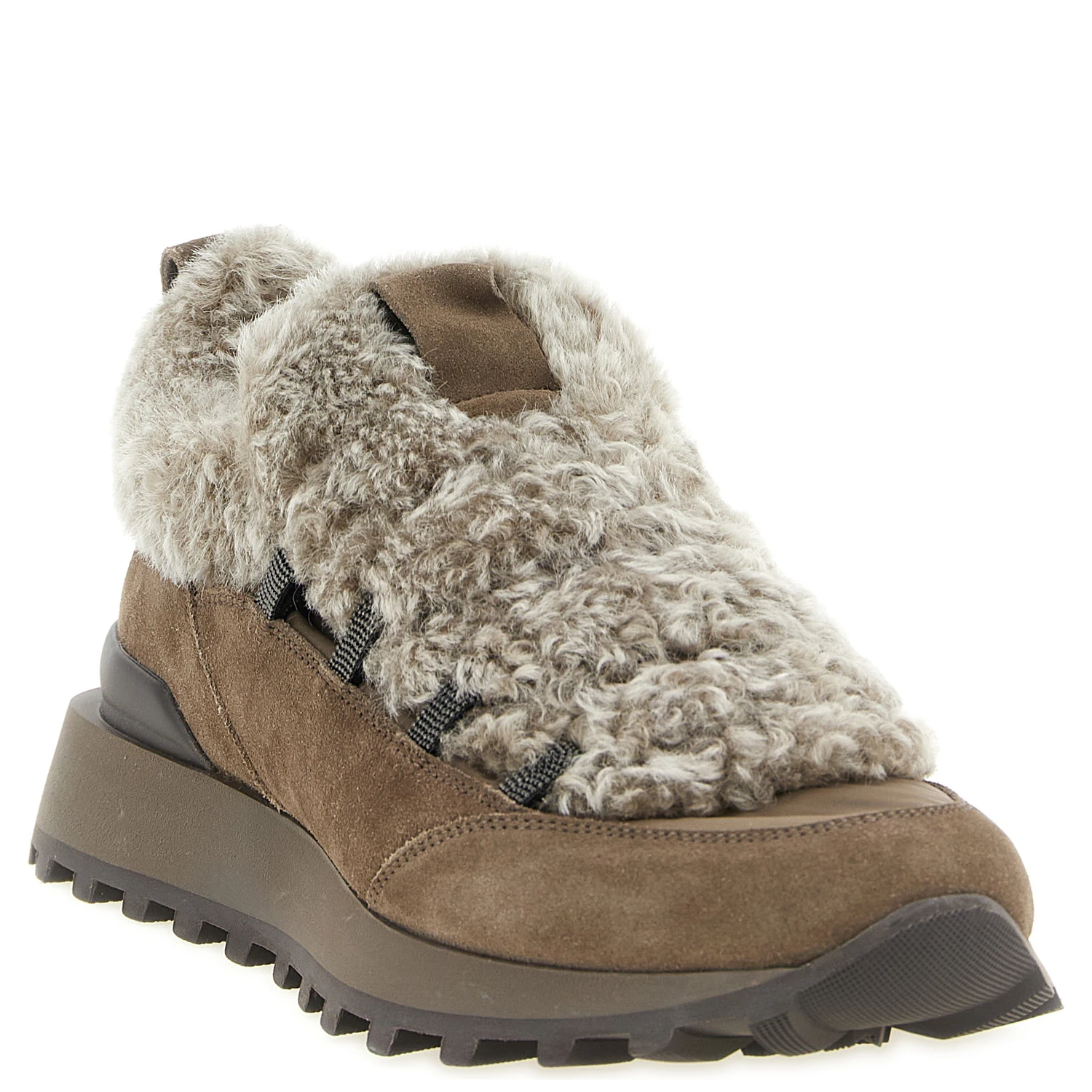 Brown Calfskin Chunky Sneakers