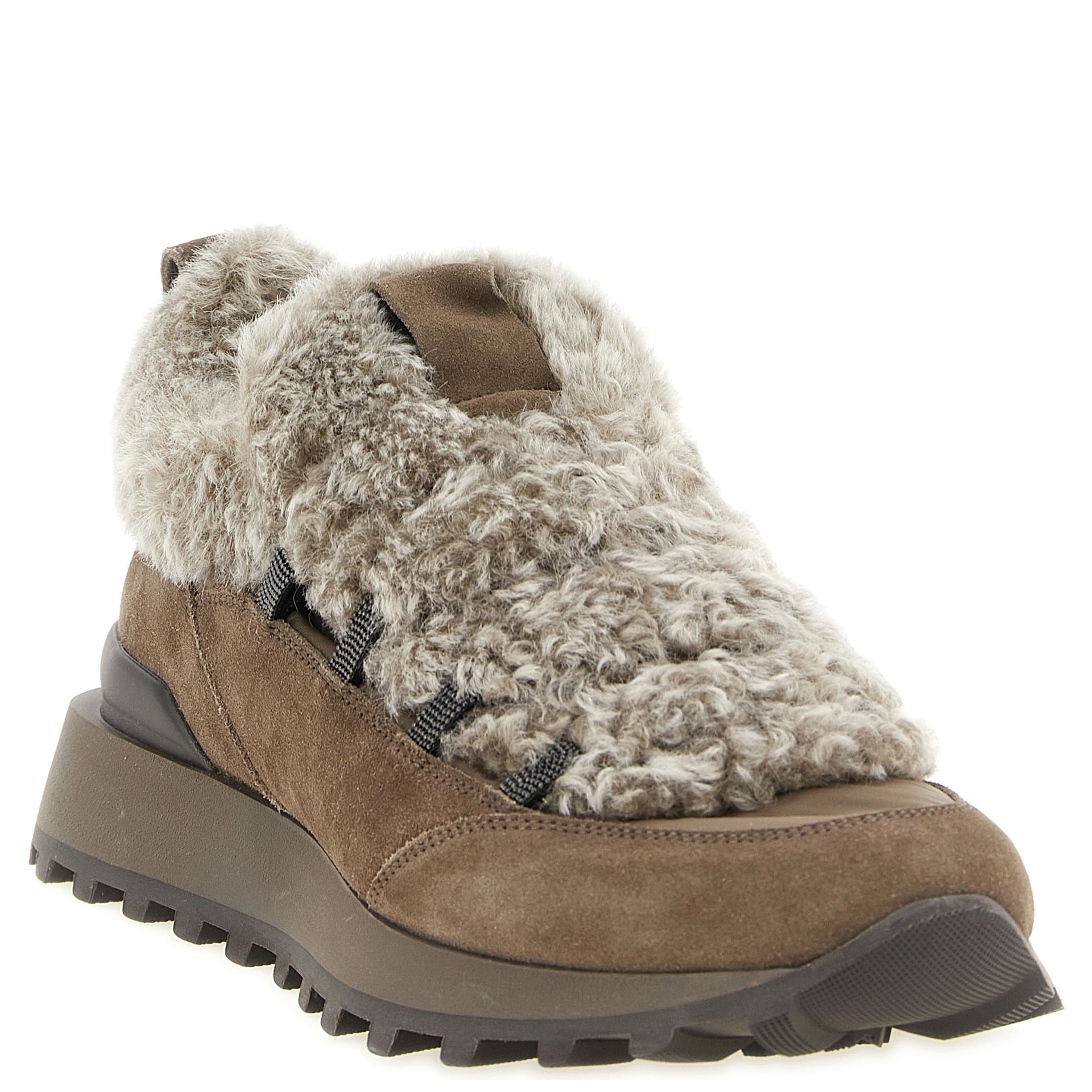 Brown Calfskin Chunky Sneakers
