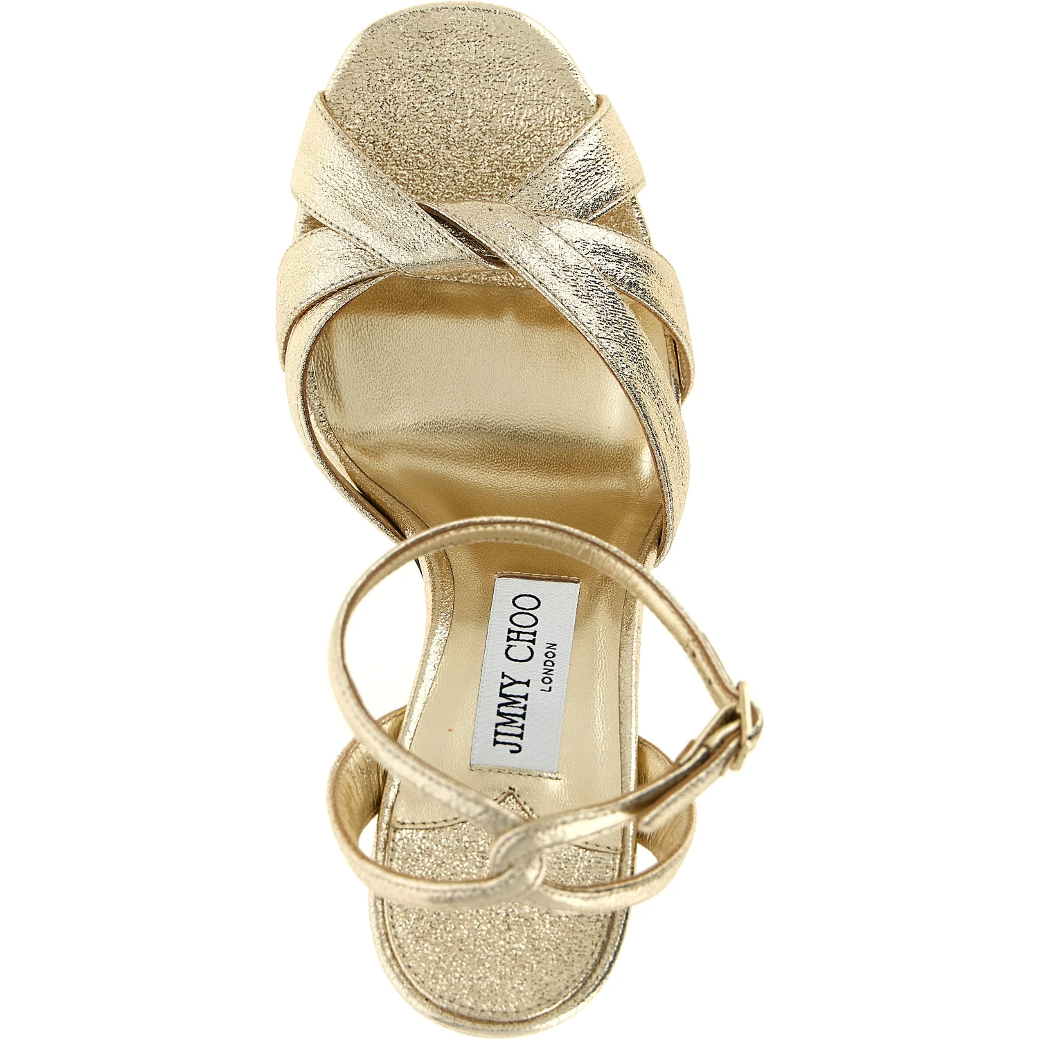 Gold Tencel Stiletto Heel Sandals