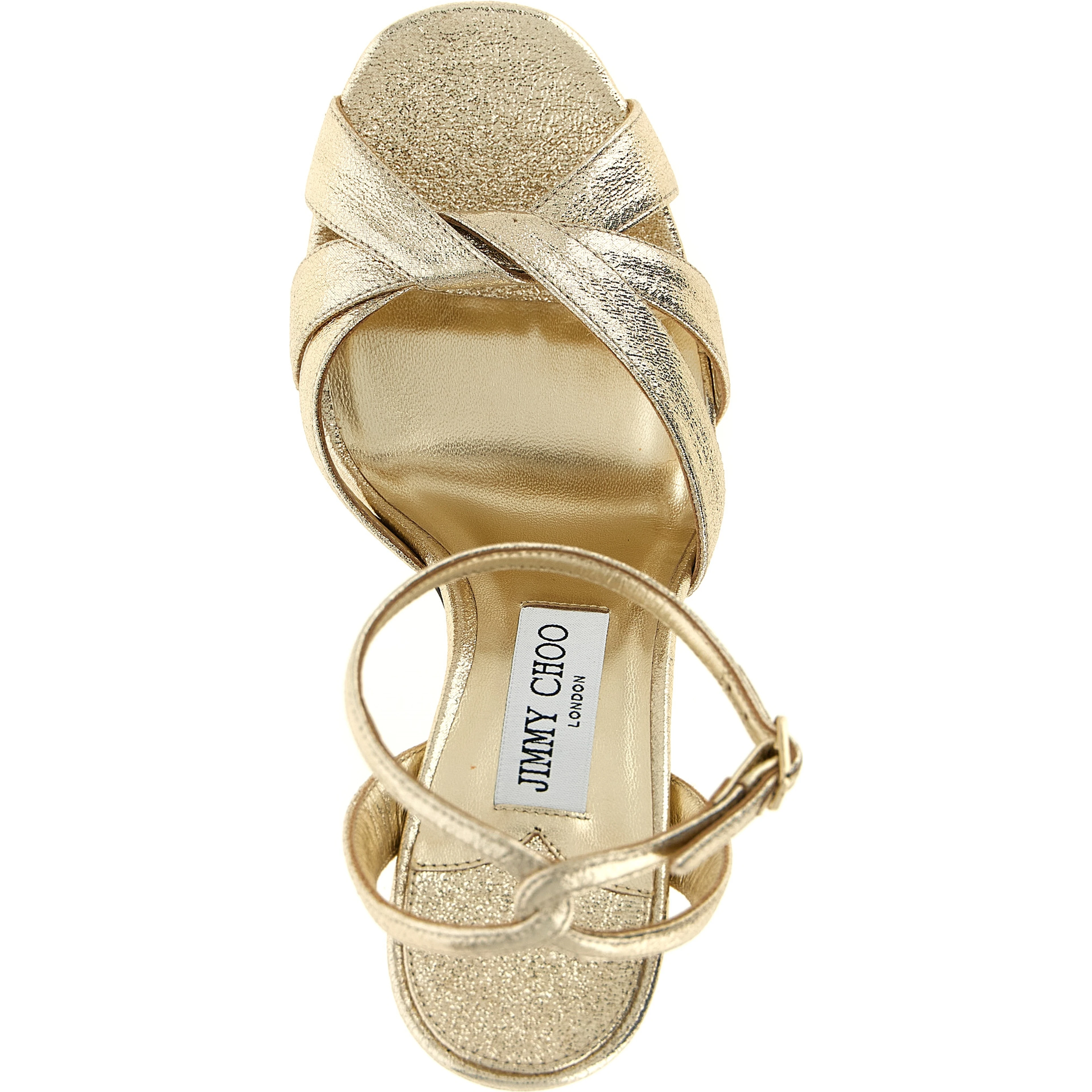 Gold Tencel Stiletto Heel Sandals