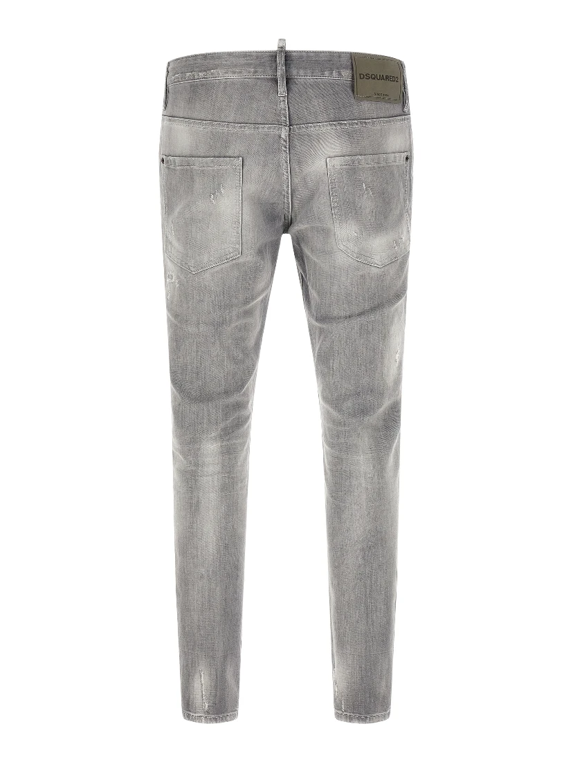 Gray Cotton Tapered Jeans