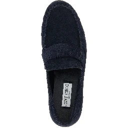 Blue Leather Slip-On Loafers
