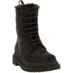 Brown Calfskin Lace-Up Boots