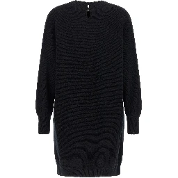 Black Virgin Wool Short Dress