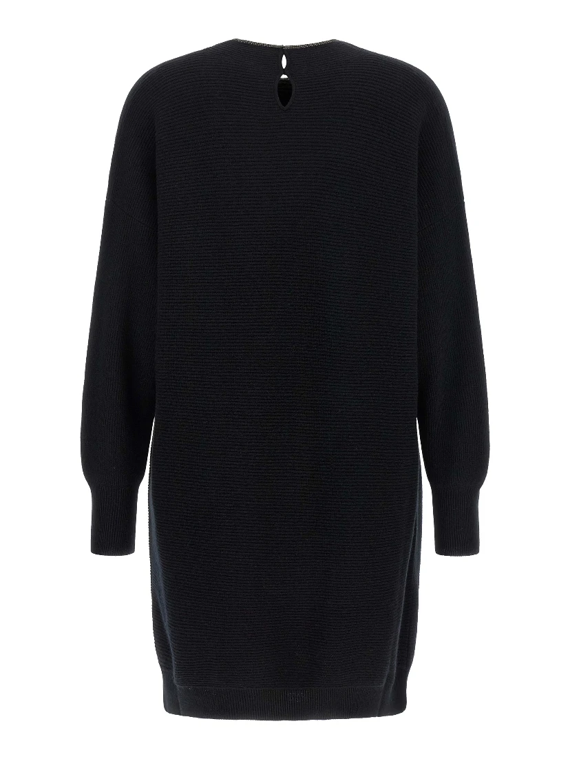 Black Virgin Wool Short Dress
