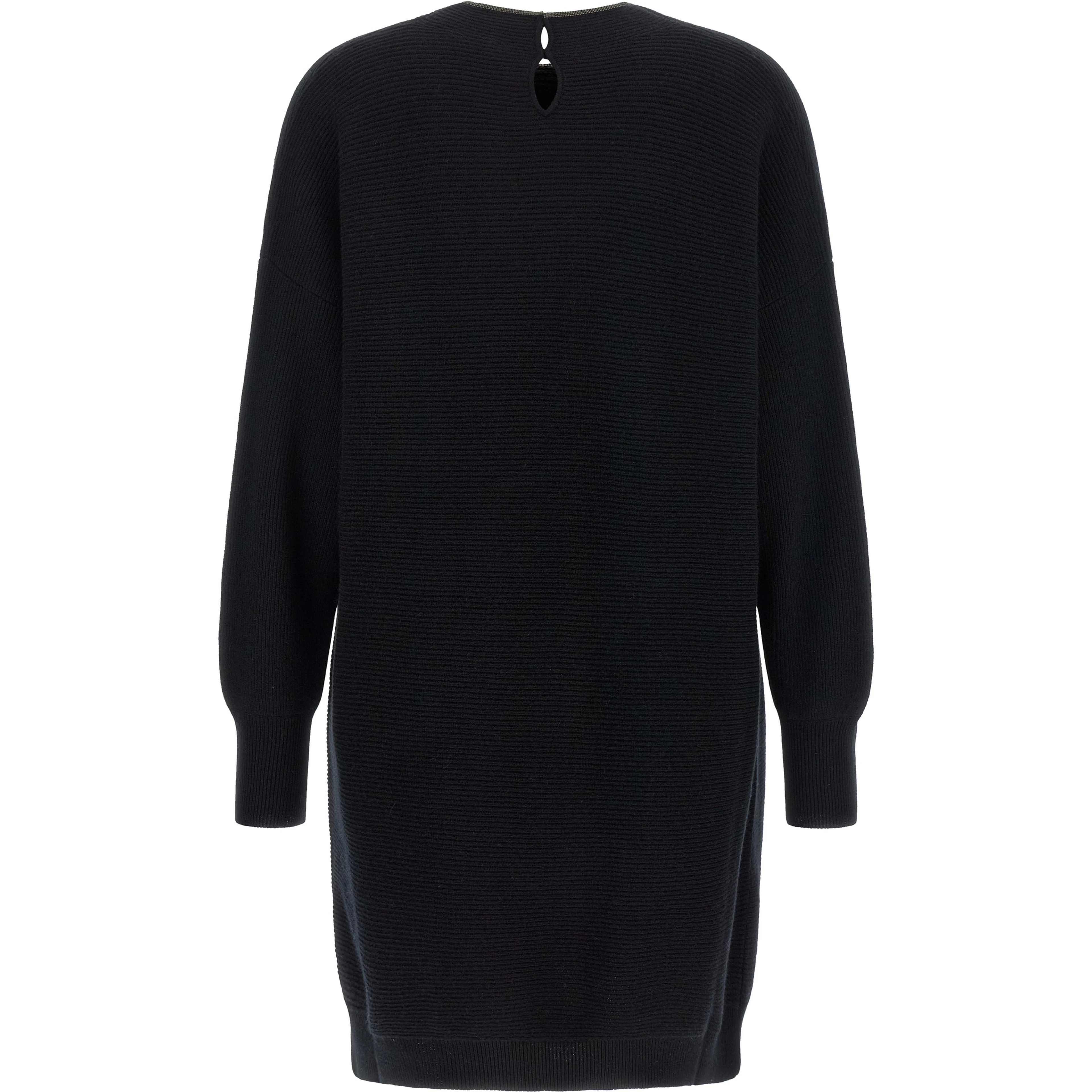 Black Virgin Wool Short Dress